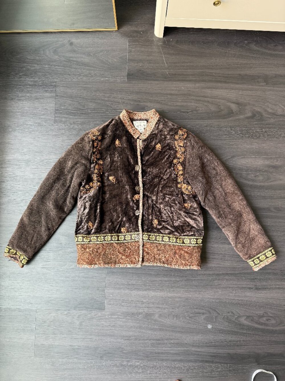 Vintage 90s Flashback Velvet Embroidered Boho Jacket S